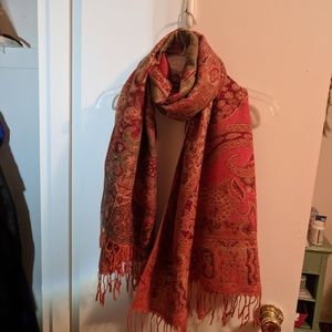 Vibrant Orange and Green Pashmina